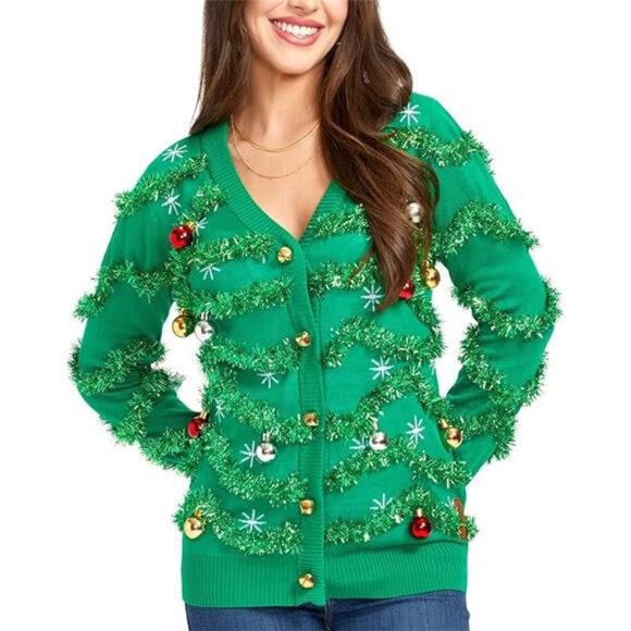 Tipsy Elves Women’s Ugly Christmas Sweaters Cardigan – Fun Patterns & Animals - Picture 6 of 6